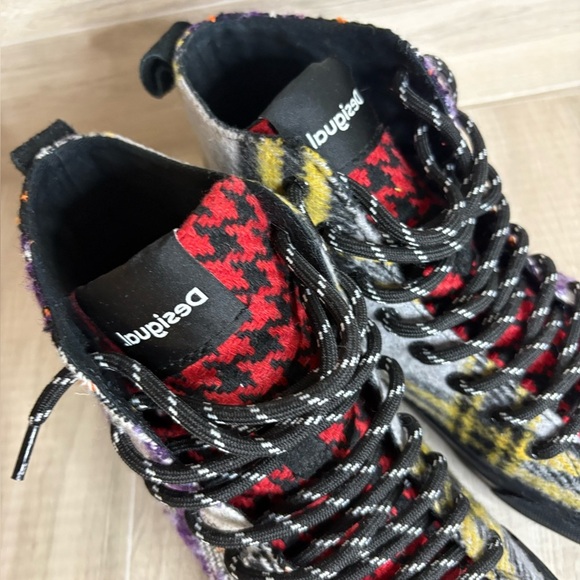 desigual TARTAN HIGH-TOP SNEAKERS plaid textured - Picture 6 of 12
